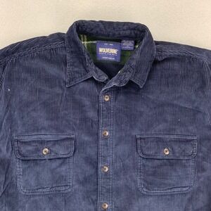 Wolverine Shirt Jacket Mens XL Blue Corduroy Fleece Lined Button UP Workwear